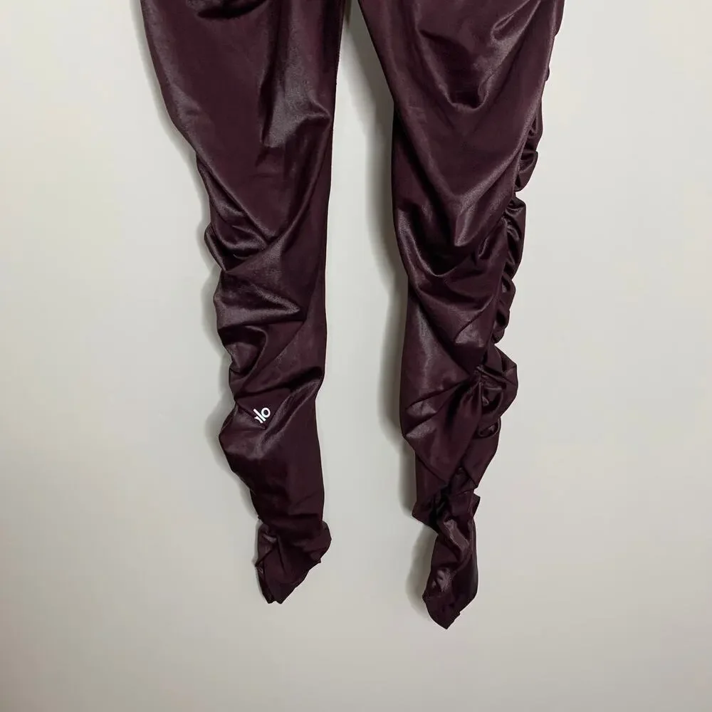 Alo yoga High-Waist Cinched Legging Oxblood Shine Purple Womens Large